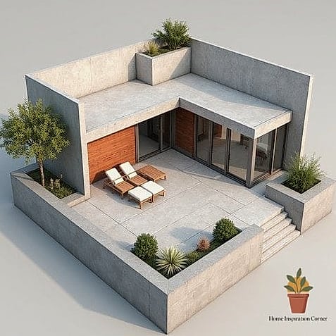 18 Outdoor Terrace Design Photos That Will Inspire Your Next Project 2 Minimalist Concrete Terrace with Built-In Seating