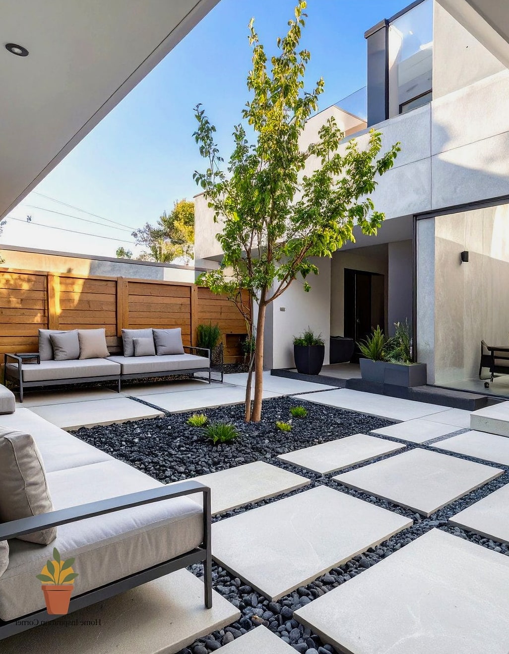 Minimalist Concrete Slab Patio