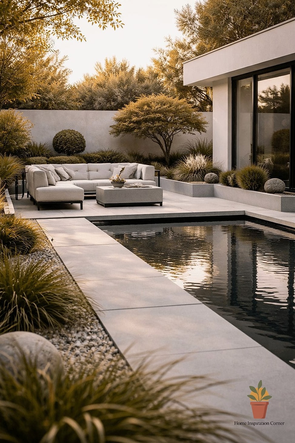 7 Backyard Oasis Designs You Need to See Right Now 8 Minimalist Courtyard with Raised Planter Beds