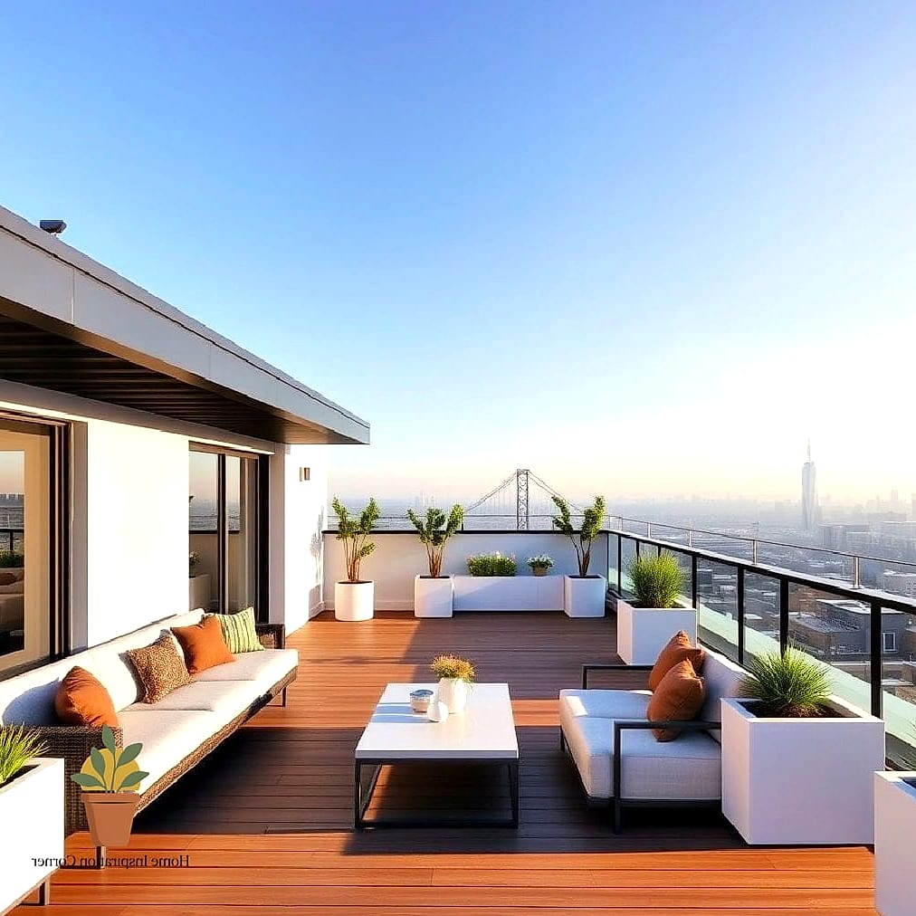 7 Stunning Roof Terrace Design Modern Ideas for Every Budget 2 Minimalist Deck with Built-In Planters