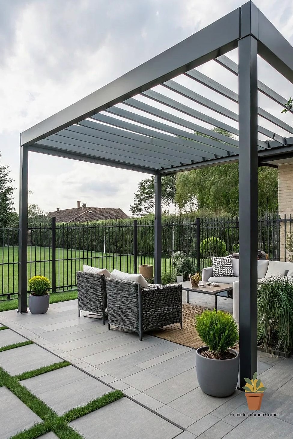 Minimalist Steel Frame Pergola