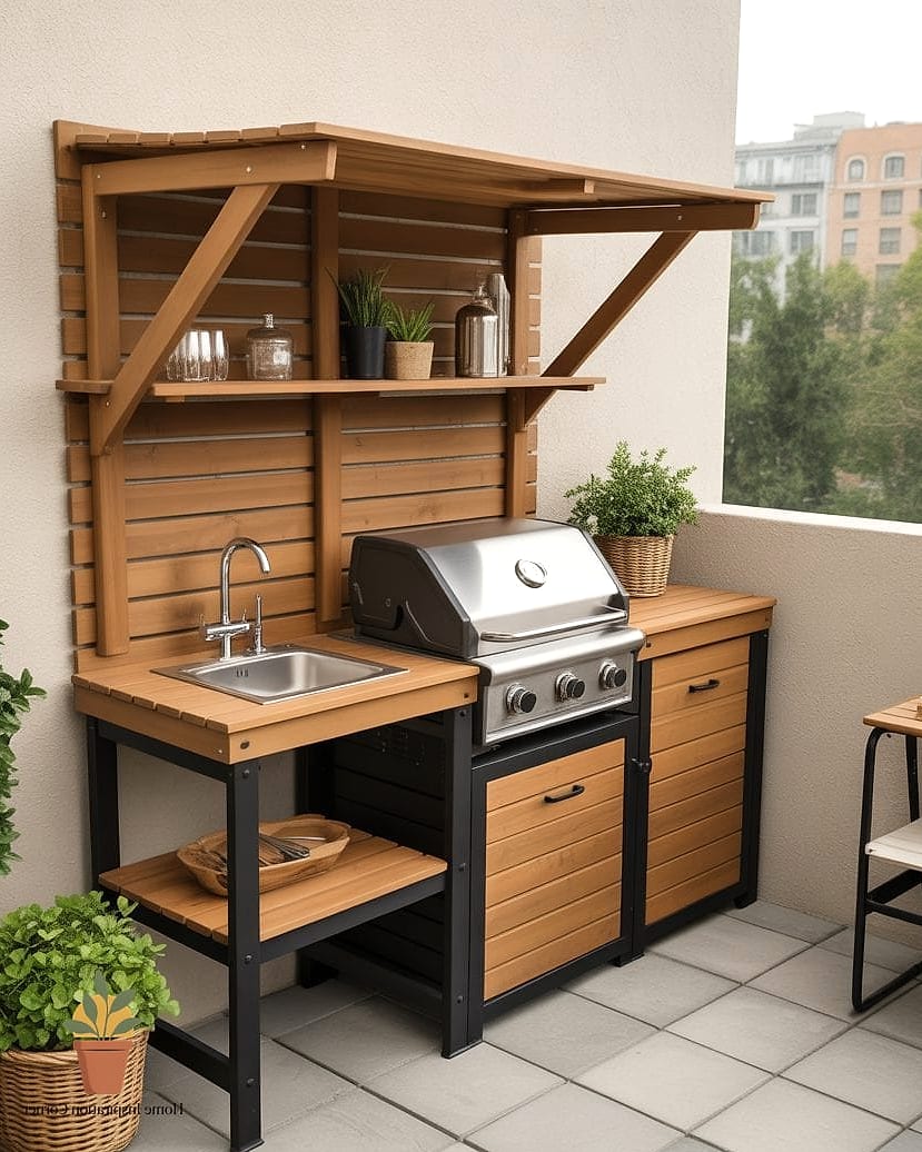 23 Small Outdoor Patio Ideas Designs You Need to See Right Now 18 Mini Outdoor Kitchen Cart