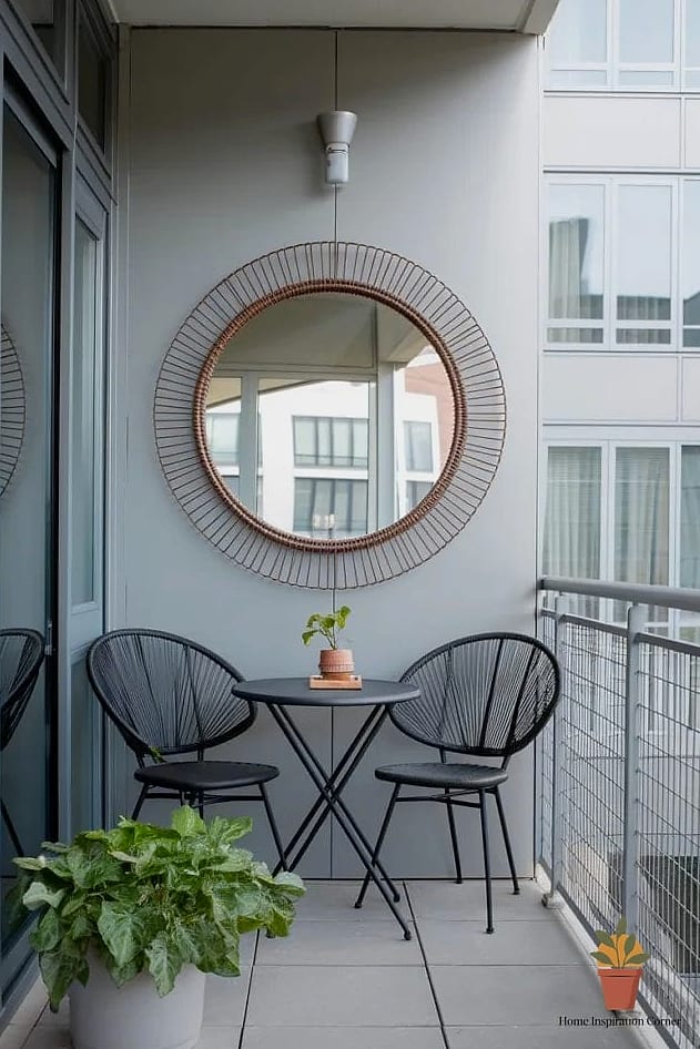 16 Narrow Balcony Ideas Designs That Maximize Style and Function 15 Mirror Panel to Expand Visual Space