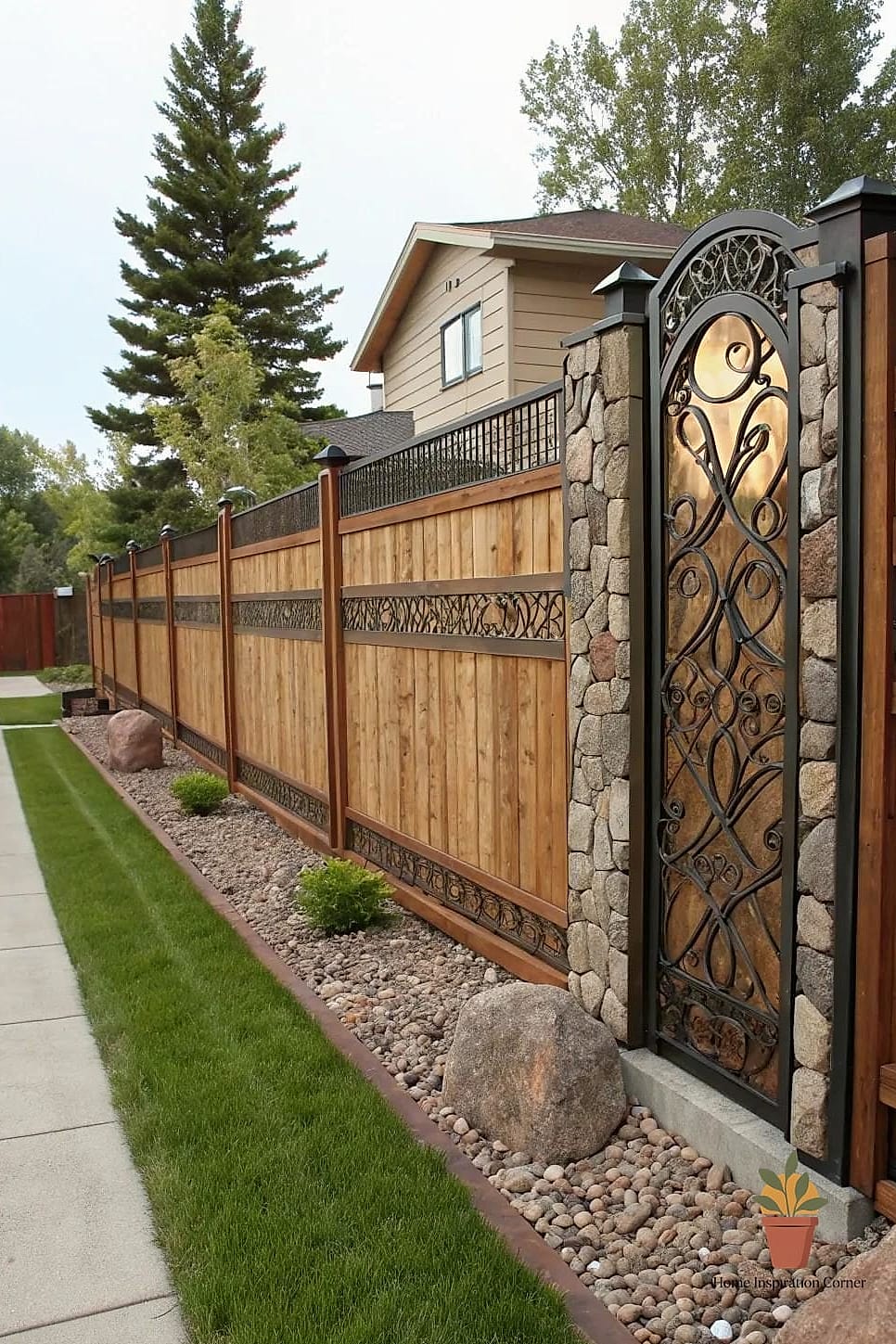 14 Backyard Fences Ideas That Are Trending on Pinterest 15 Mixed Material Fence with Stone Base