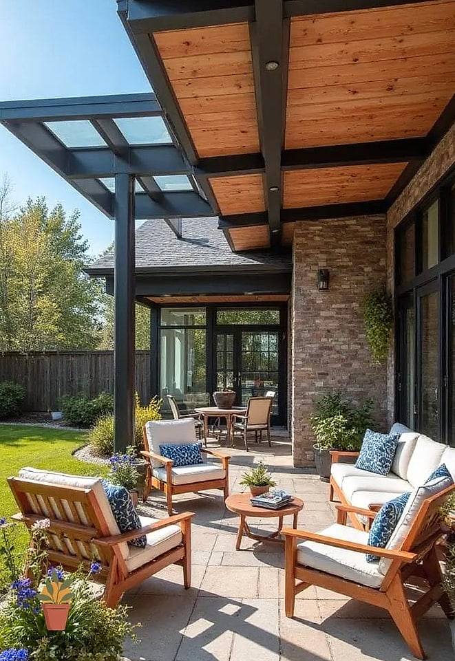 Mixed-Material Statement Roof