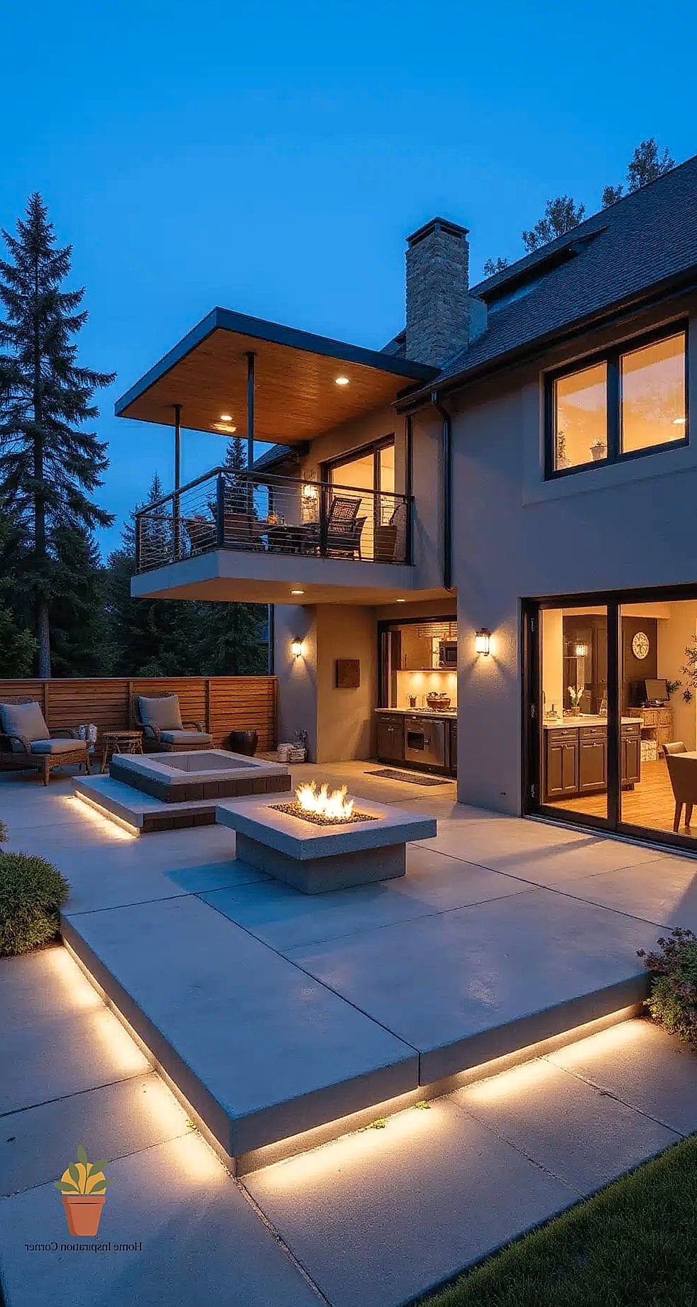 25 Stunning Patio Extension Ideas Ideas for Every Budget 19 Modern Concrete Pad with Fire Table