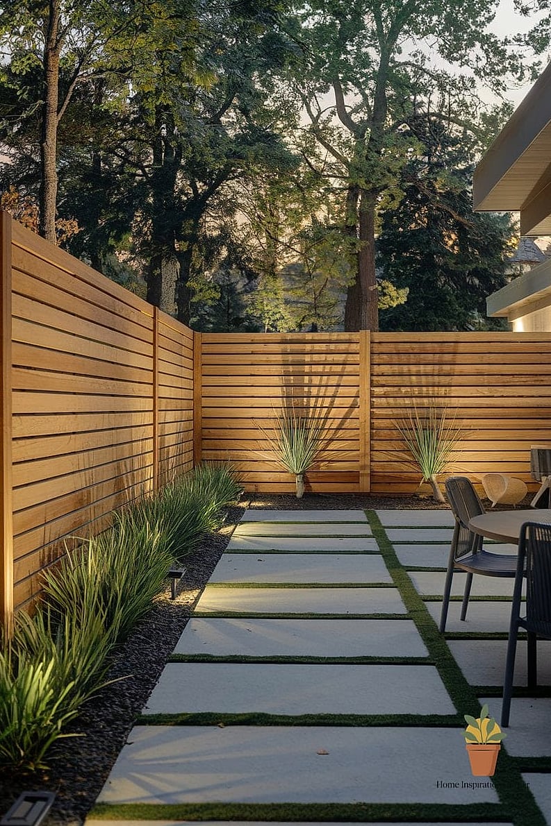 Modern Fence with Horizontal Slats