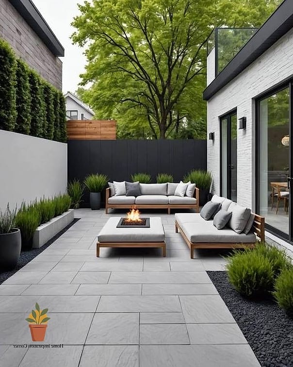 Modern Patio with Clean-Lined Furniture