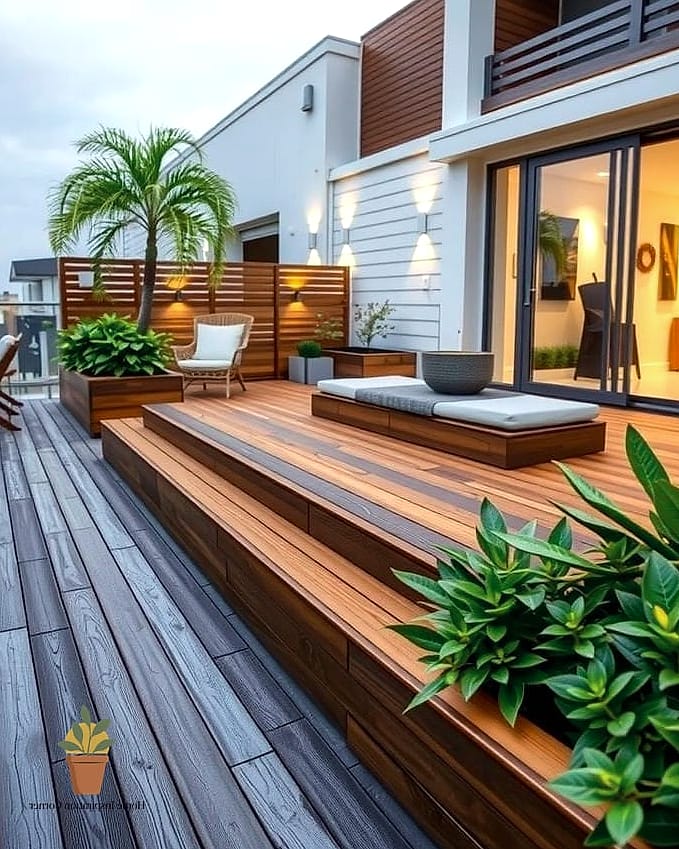 18 Outdoor Terrace Design Photos That Will Inspire Your Next Project 6 Modern Terrace with Floating Wood Deck Tiles