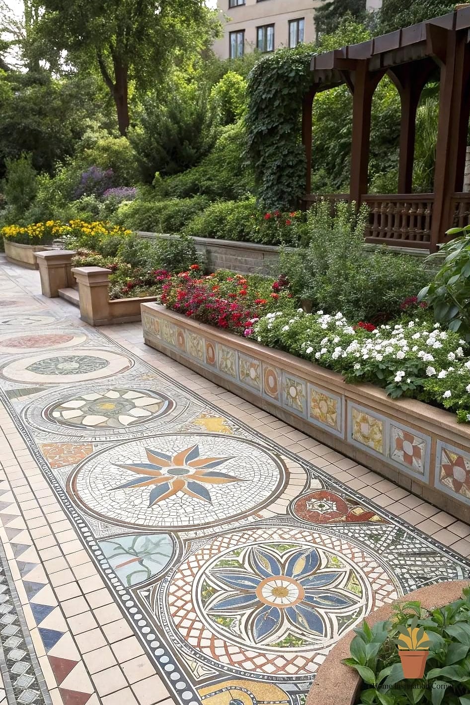 19 Backyard Patio Designs With Pool Makeovers That Look Incredibly Expensive 18 Mosaic Tile Medallion at the Pool's Center or Steps