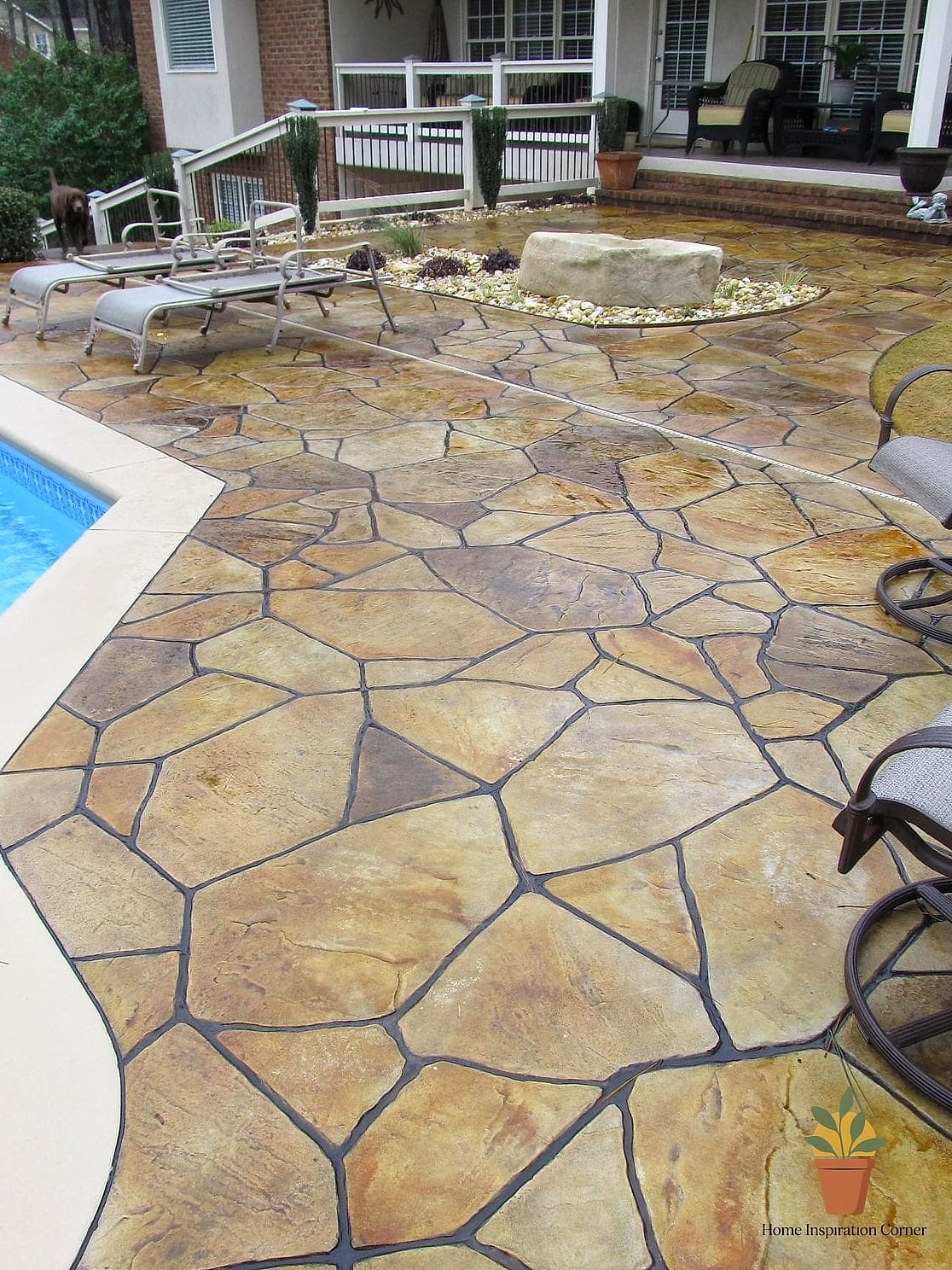 Multi-Colored Flagstone Mosaic Patio