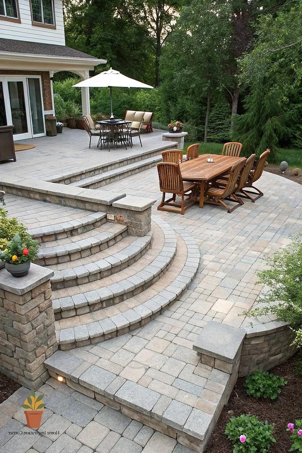 20 Paver Patio Ideas Ideas That Work in Any Size Home 9 Multi-Level Paver Patio for Sloped Yards