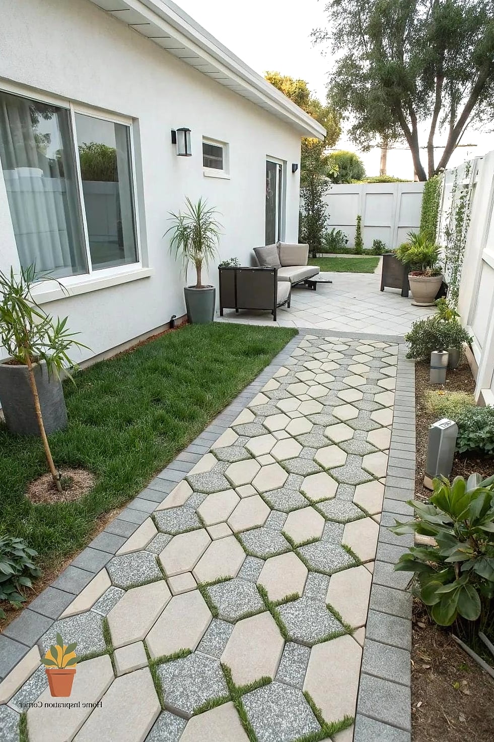 20 Paver Patio Ideas Ideas That Work in Any Size Home 15 Narrow Side-Yard Paver Walkway Patio