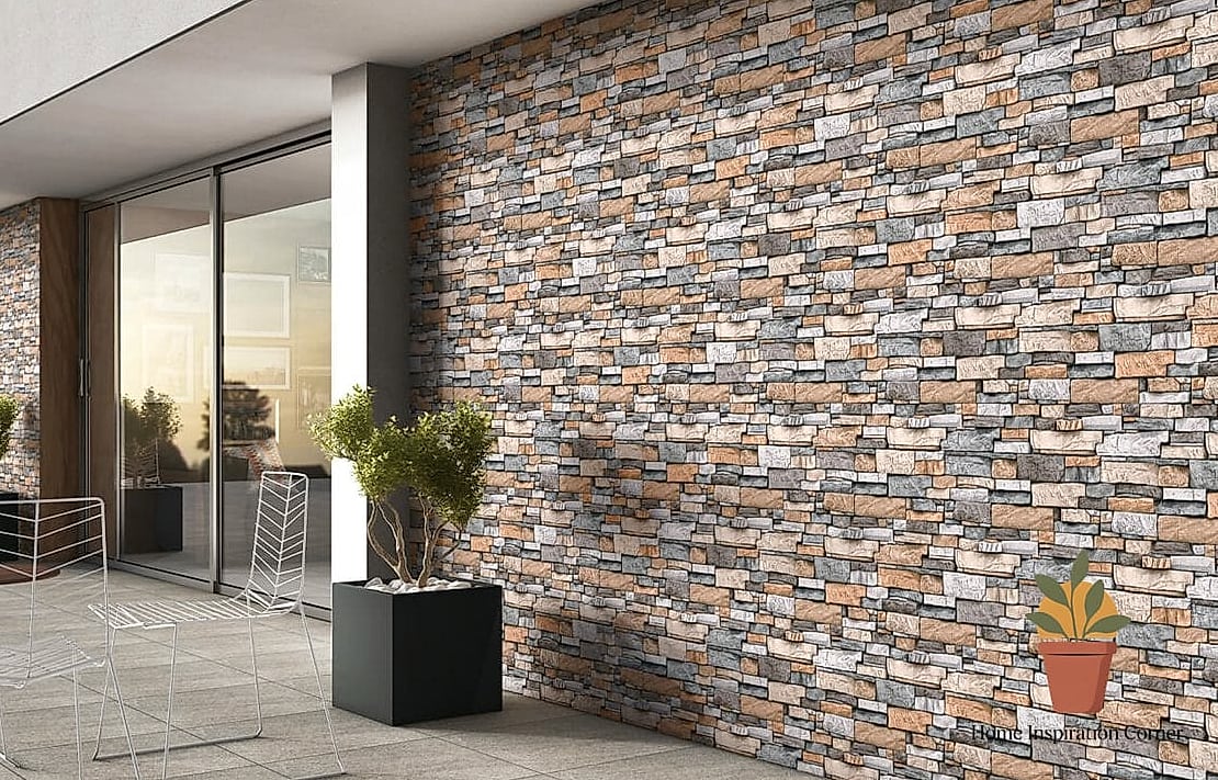Natural Pebble and Stone Mosaic Wall