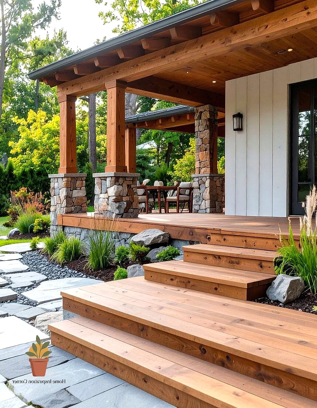 18 Deck Decor Designs That Maximize Style and Function 15 Natural Stone Accent Steps