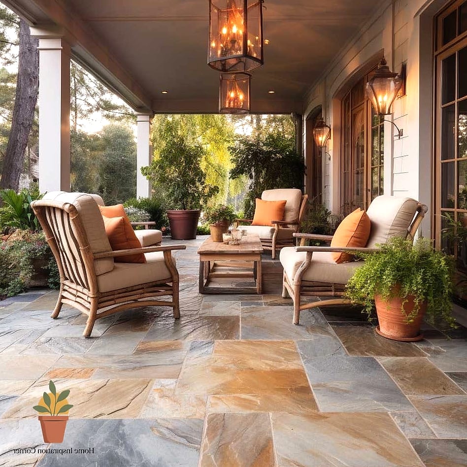 Natural Stone Flooring in Warm Earth Tones