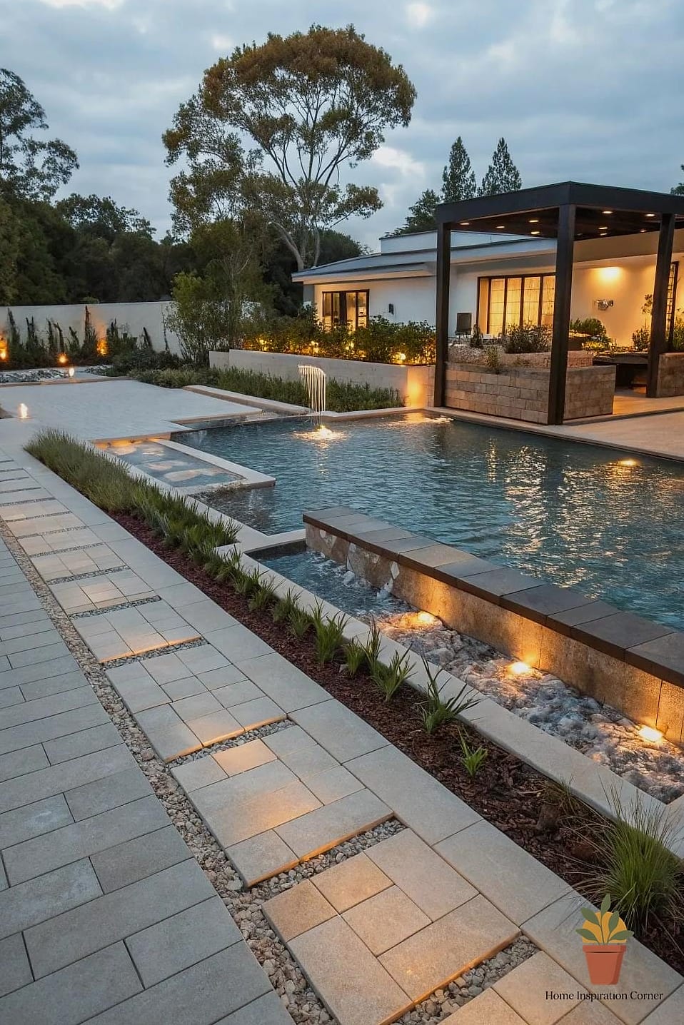 Natural Stone Pavers Around the Perimeter