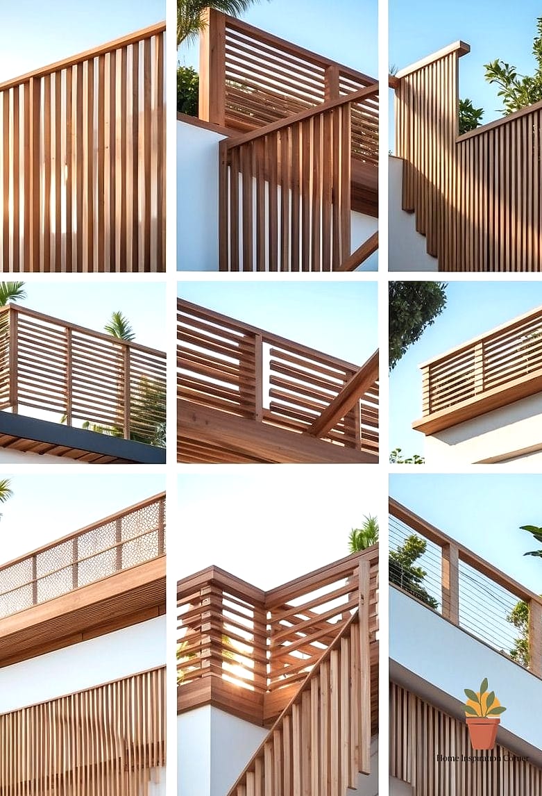 Natural Wood Slat Railing