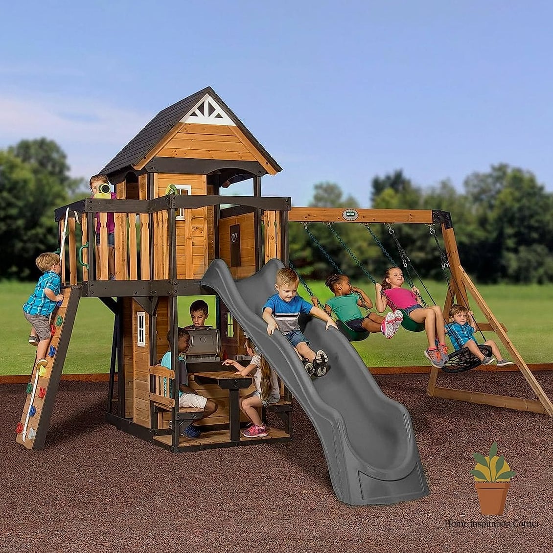 Natural Wood Playset with a Modern Twist