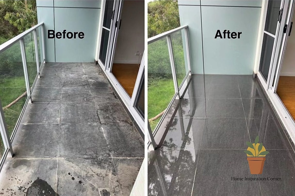 Neglected Balcony Floor Gets a DIY Outdoor Rug Layering Trick