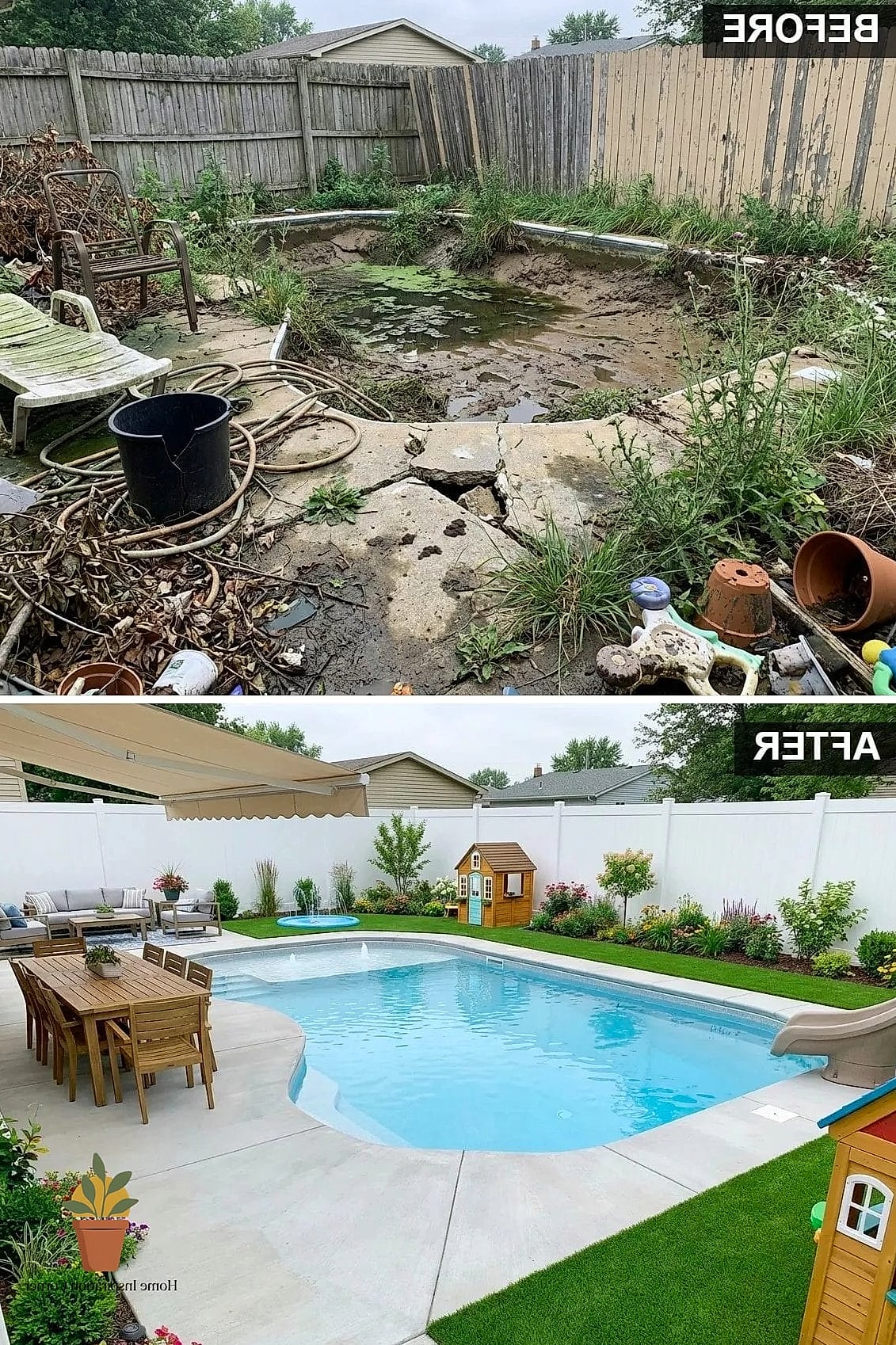Neglected Pool Deck to Resort-Style Lounge Area