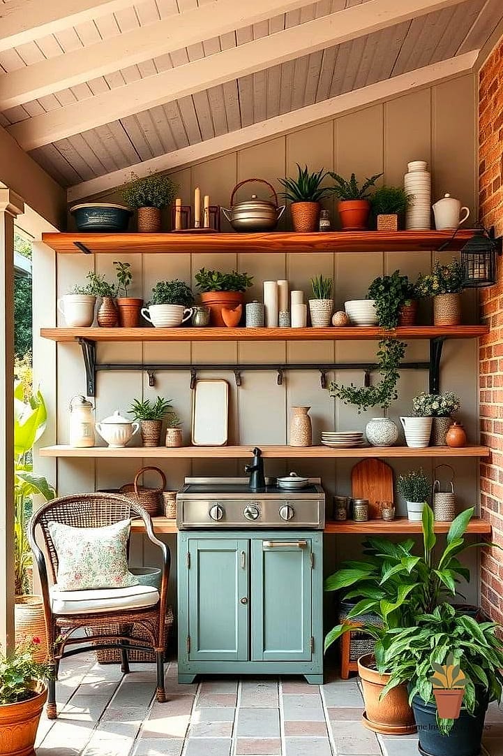 Open Shelving with Woven Baskets
