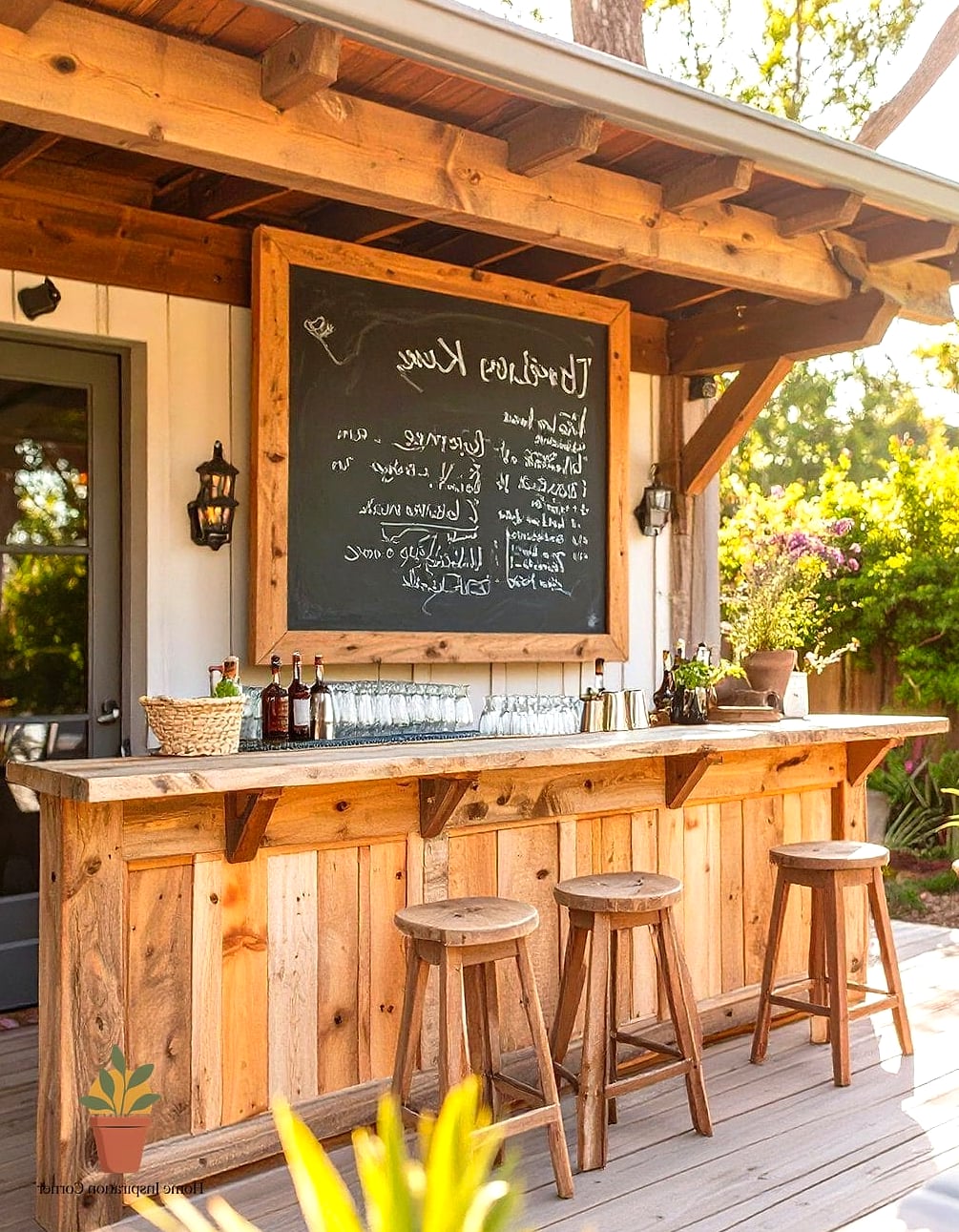 30 Backyard Bar Ideas Designs That Maximize Style and Function 25 Outdoor Bar with Chalkboard Drink Menu
