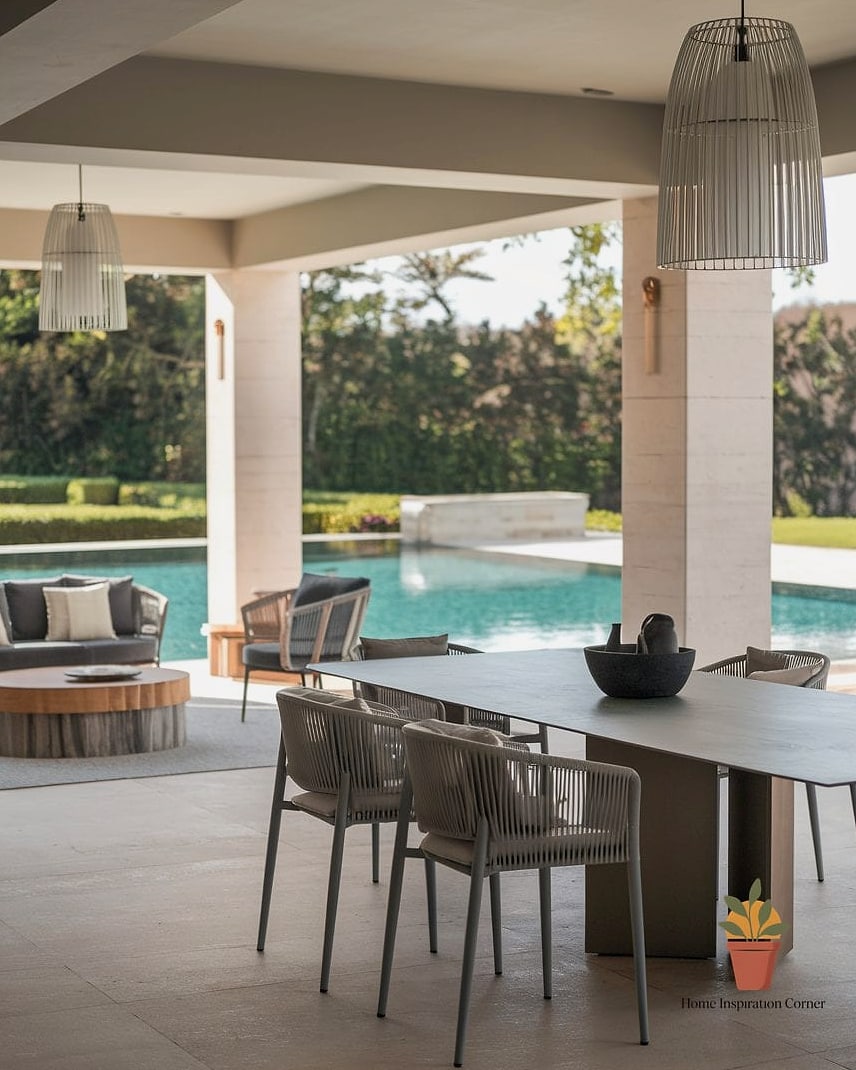 Outdoor Dining Area Under a Pergola