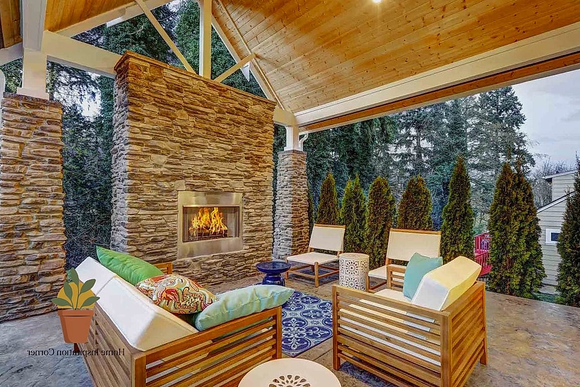 Outdoor Fireplace Built Into The Home's Exterior Wall