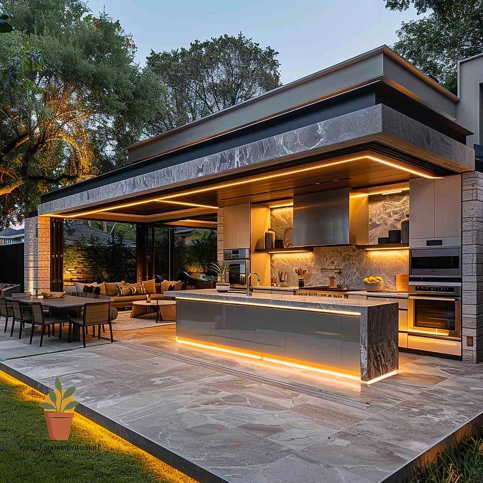Outdoor Kitchen with Stone Countertops