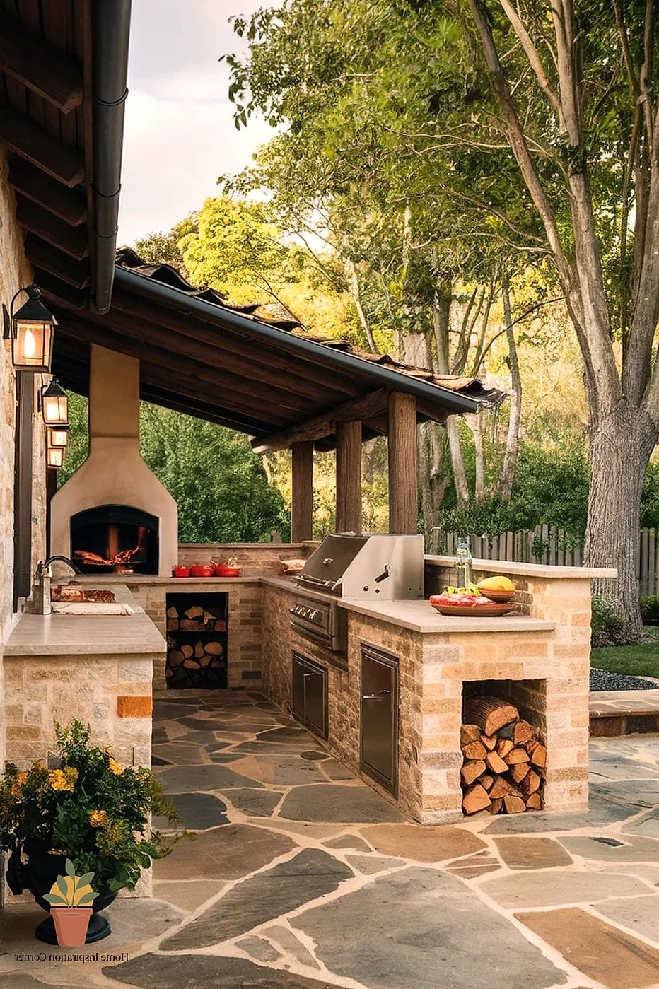 Outdoor Kitchen Foundation Poured in Flagstone