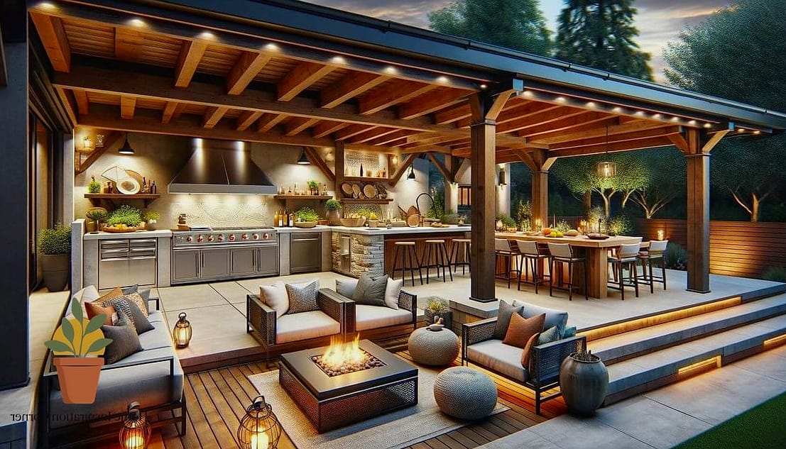 Outdoor Kitchen and Dining Combo