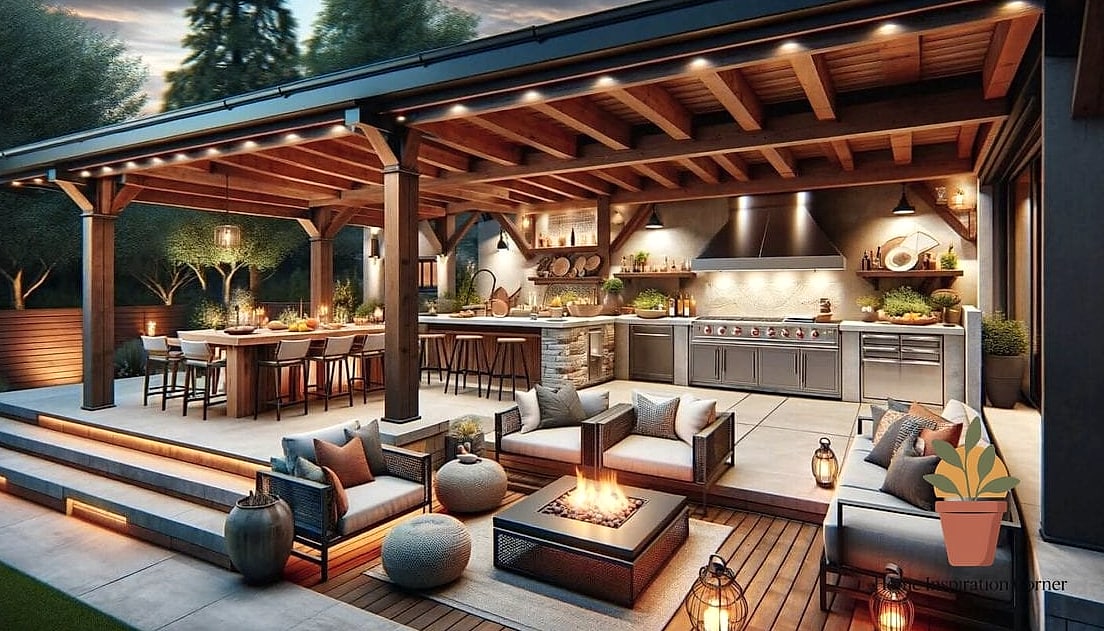Outdoor Kitchen with Stone Countertops
