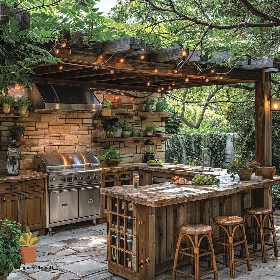 22 Backyard Inspiration Designs That Maximize Style and Function 6 Outdoor Kitchen with a Built-In Grill