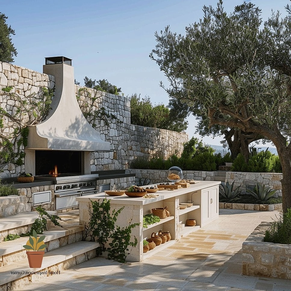 Outdoor Kitchens with Warm Wood Accents