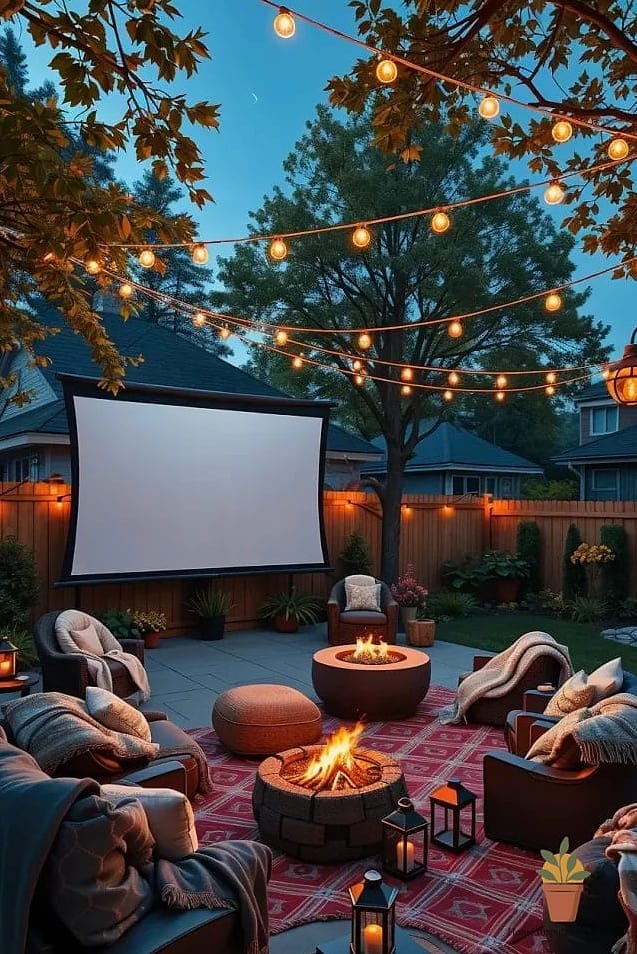 22 Backyard Inspiration Designs That Maximize Style and Function 20 Outdoor Movie Screen Setup