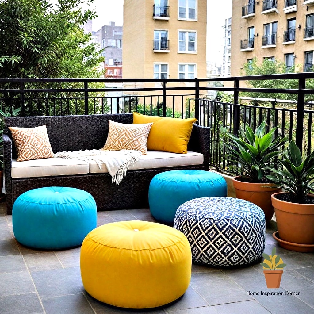 23 Balcony Decoration Ideas Looks We're Obsessed With This Year 21 Outdoor Pouf Seating