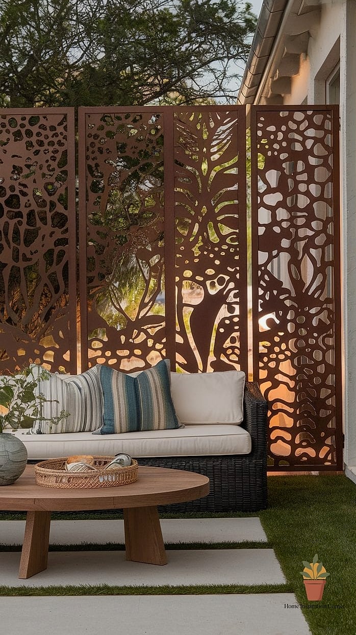 Outdoor Privacy Screens with Built-In Planters