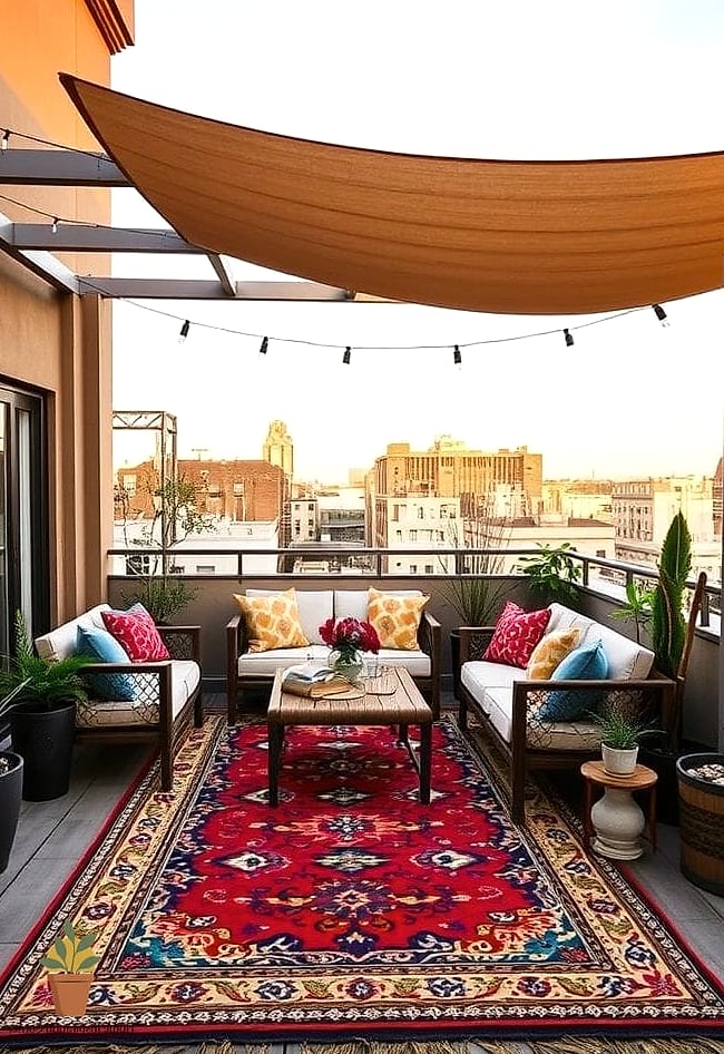 An Outdoor Rug to Anchor the Seating Area