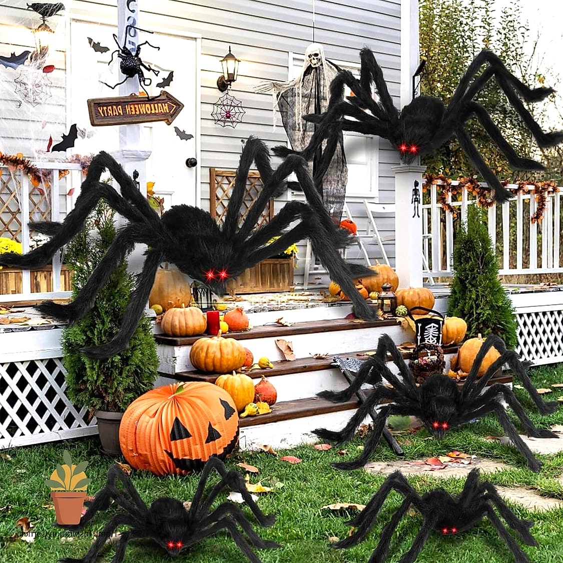 Oversized Spider Web on the House Facade