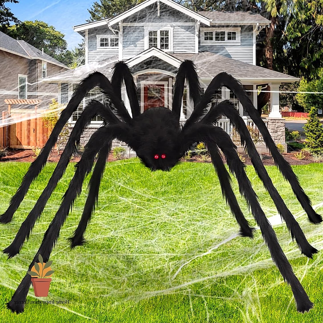 Oversized Spiders Climbing the Exterior