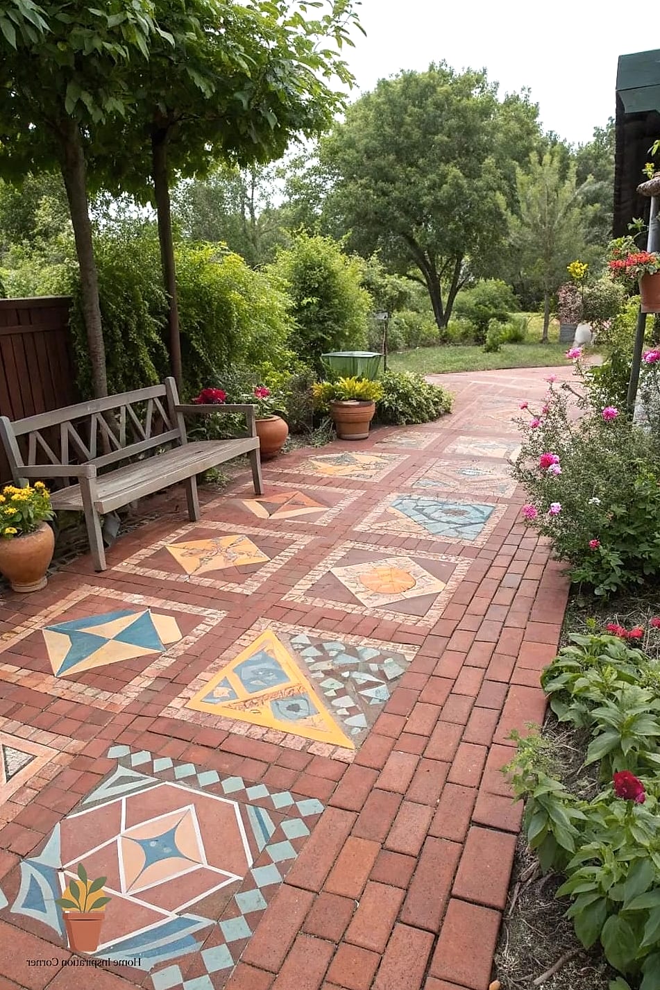 Painted Brick Patio Border