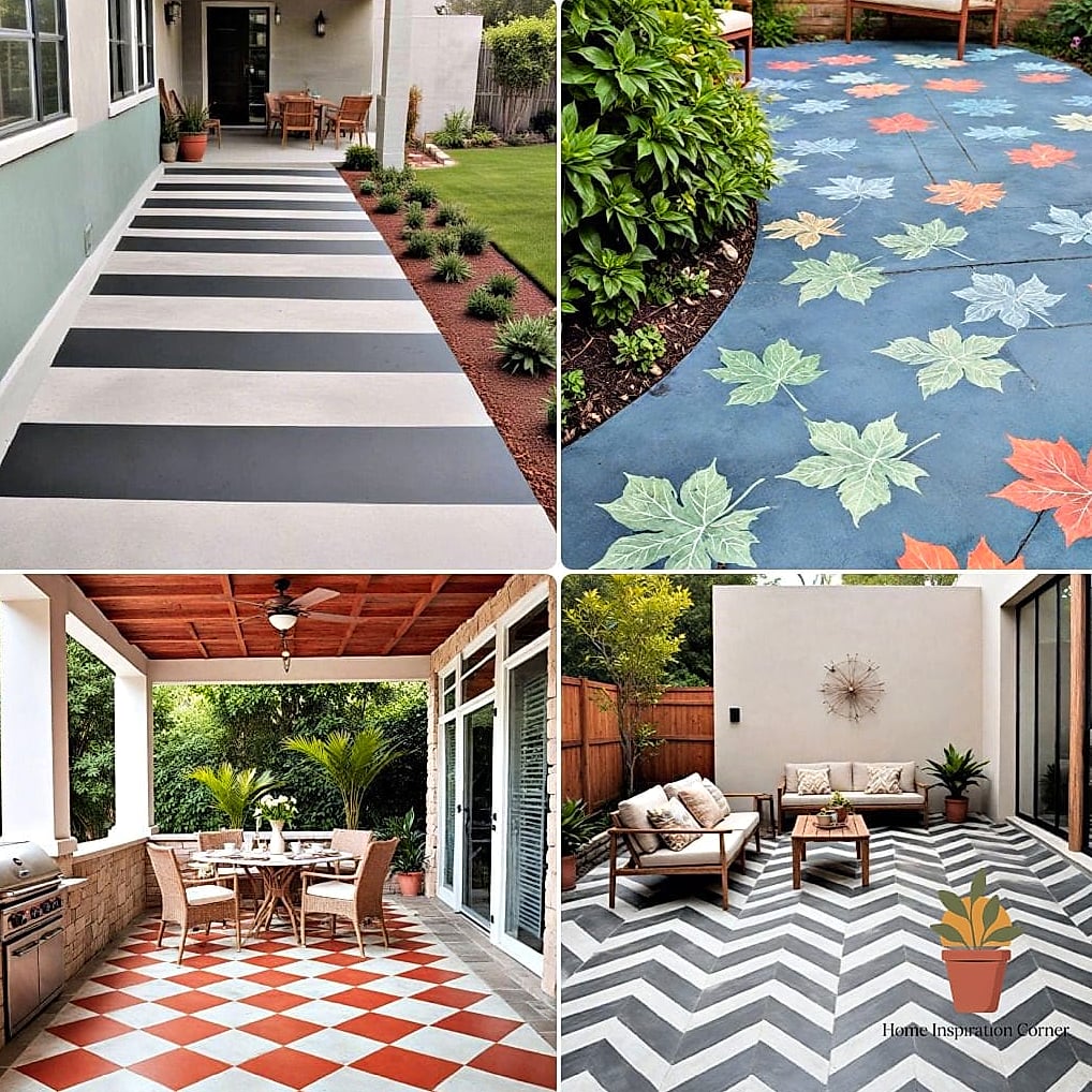 17 Small Patio Ideas Designs That Maximize Style and Function 14 Painted Concrete Floor