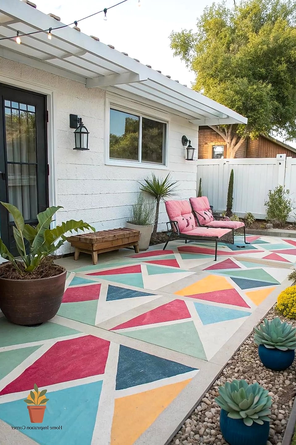 Painted Concrete With a Faux Tile Pattern
