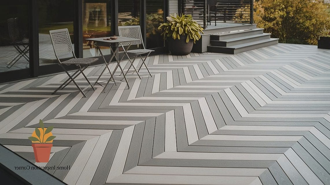 30 Deck Colors Ideas Paint Looks We're Obsessed With This Year 25 Painted Herringbone Pattern Deck