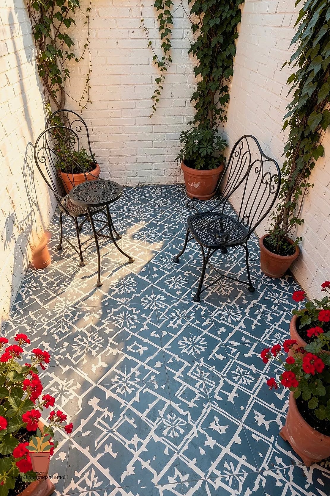 21 Apartment Patio Decorating Ideas Ideas That Work in Any Size Home 10 Paint or Stencil the Concrete Floor