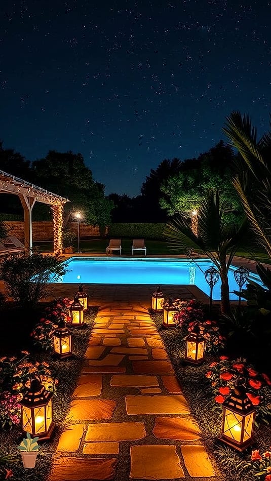Pathway Lighting Leading to the Pool