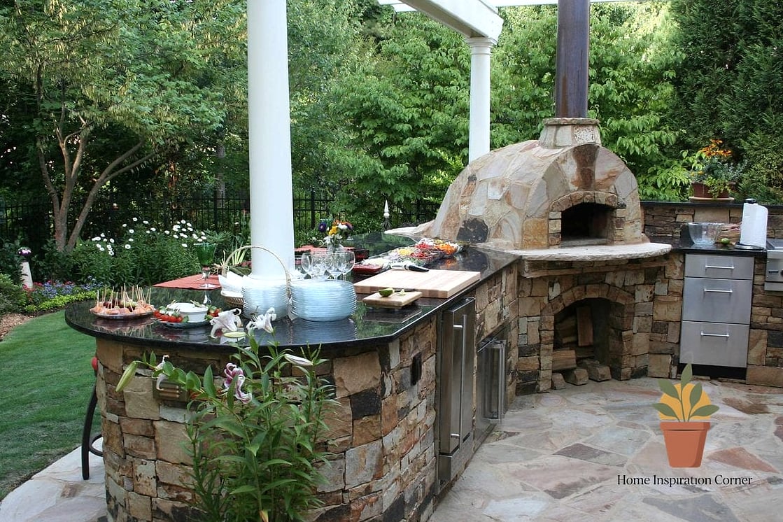 Patio with a Built-In Pizza Oven