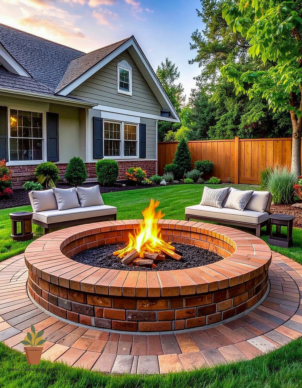 Patio with a Built-In Fire Table