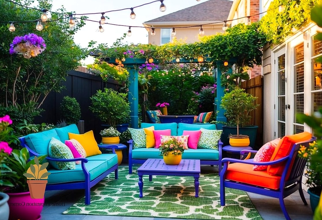 Patterned Outdoor Tile Rug Effect